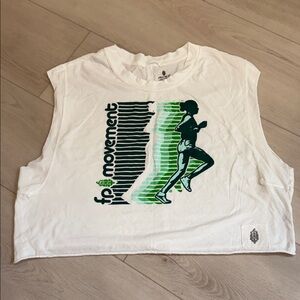 NWOT FP Movement White Graphic Crop Top SZ LG